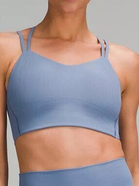 lululemon athletica Ribbed Light Blue Double-Strap Sports Bra